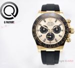 Luxury Super clone QF V3 Rolex Daytona QF Factory 4130 Watch Gold Dial-Rubber Strap